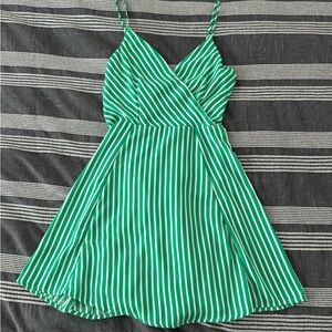 Lulus Green & White Striped Mini Dress - Womens Small